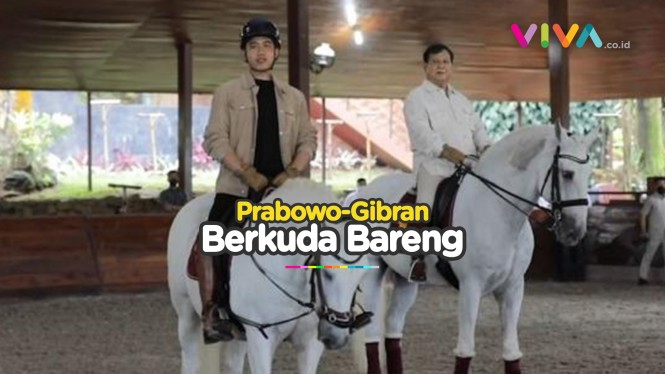 Gaya Prabowo Latih Gibran Naik Kuda di Hambalang