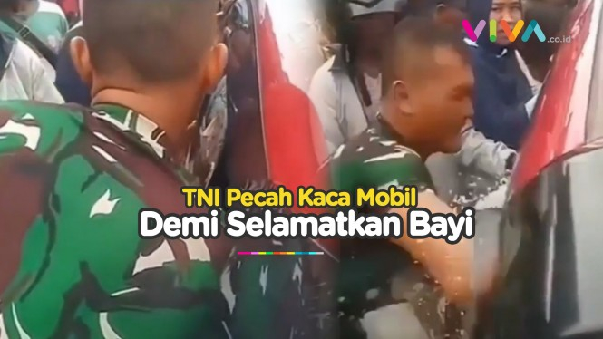 Prajurit TNI Pecahkan Kaca Mobil untuk Selamatkan Bayi