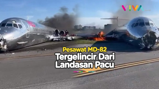 Detik-detik Pesawat Terbakar Saat Mendarat di Bandara Int