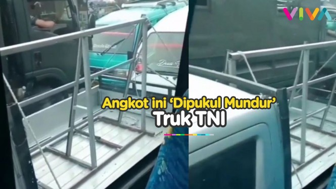 Adu Banteng Truk TNI Vs Penguasa Jalanan di Sukabumi