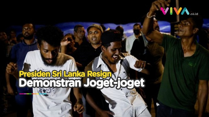 Para Demonstran Gembira Presiden Sri Lanka Mengundurkan Diri