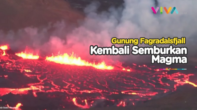 Gunung Fagradalsfjall Islandia Meletus, Semburkan Lava Merah