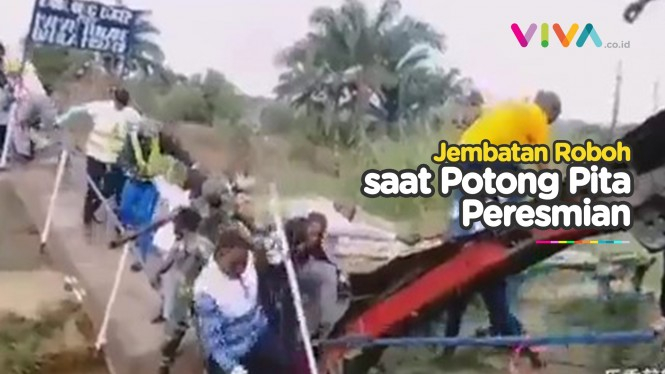 Detik-detik Jembatan Roboh saat Potong Pita untuk Diresmikan
