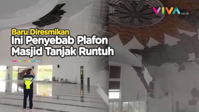 NGERI! Detik-detik Plafon Masjid Tanjak Batam Ambruk