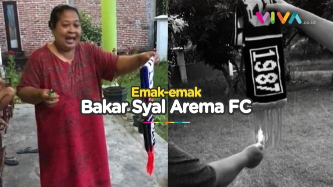 Emak-emak Bakar Atribut Arema FC di Depan Anaknya