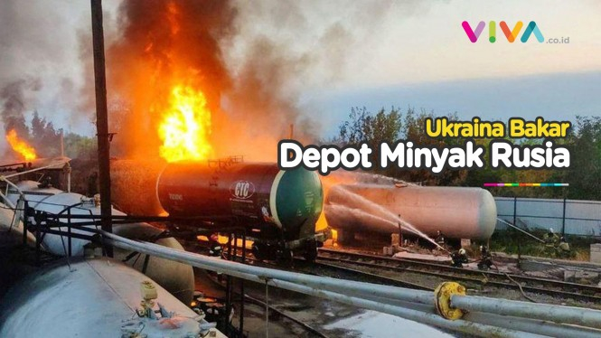 Kobaran Api 'Lumat' Depot Minyak yang Dikuasai Rusia