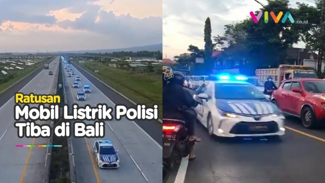 Iring-iringan Mobil Listrik Polri Tiba di Bali