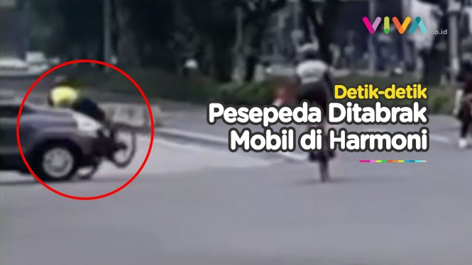 TERPENTAL! Mobil Tabrak Lari Pesepeda di Harmoni Jakarta