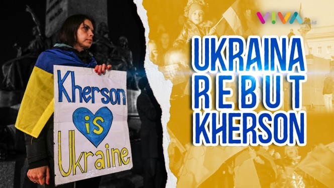 DIREBUT! Warga Bersorak Bendera Ukraina Berkibar di Kherson