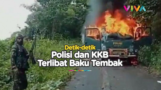 Baku Tembak Polisi vs KKB! Aparat Dilempari Bom Molotov