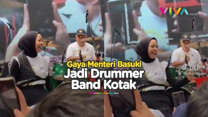 Aksi Menteri PUPR Pak Basuki Jadi Drummer Kotak