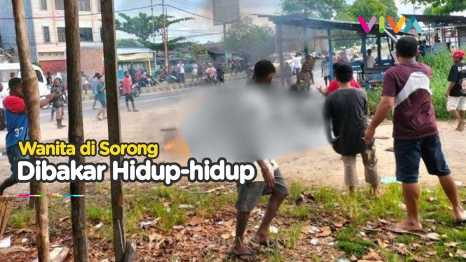Detik-detik Seorang Wanita Dibakar Hidup-hidup di Sorong
