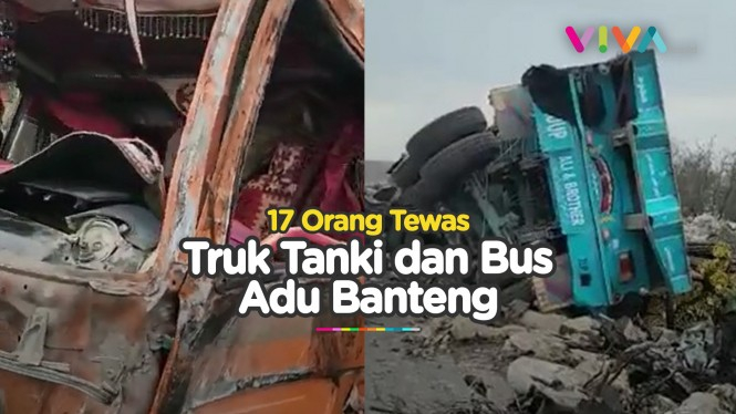 TRAGIS! Bus dan Truk Tanki Tabrakan, Belasan Penumpang Tewas