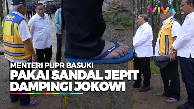 Momen Pak Bas Pakai Sandal Jepit Saat Dampingi Jokowi di IKN