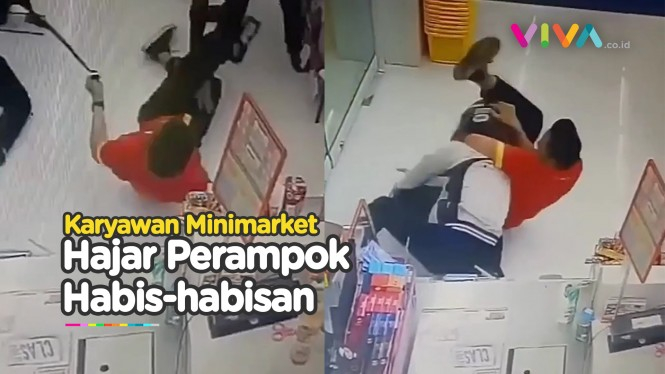 DETIK-DETIK Aksi Karyawan Minimarket Ringkus Perampok