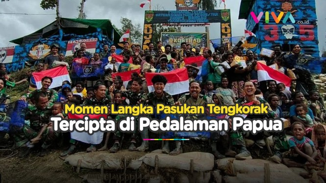 Pasukan Tengkorak Ciptakan Momen Langka di Pedalaman Papua