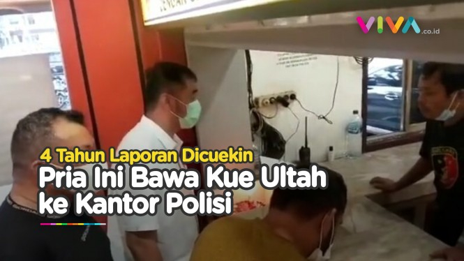 Laporan Dicuekin, Pria Bawa Kue Ultah ke Polrestabes Medan