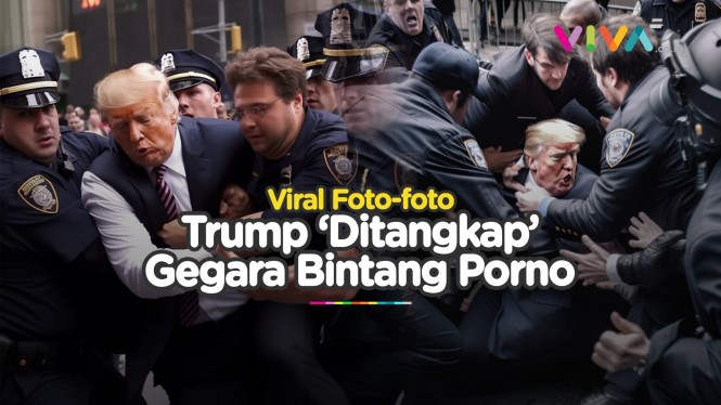Foto 'Penangkapan' Donald Trump Skandal Suap Bintang Porno
