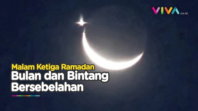 Bulan dan Bintang Berdekatan di Malam Ketiga Ramadan