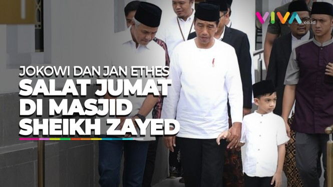 Lucunya Jokowi Ajak Cucu Salat Jumat di Masjid Sheikh Zayed