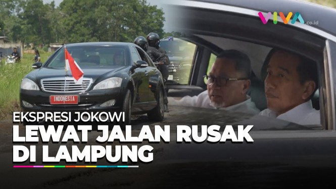 VIDEO Ekspresi Jokowi Alami Guncangan Mobil di Lampung