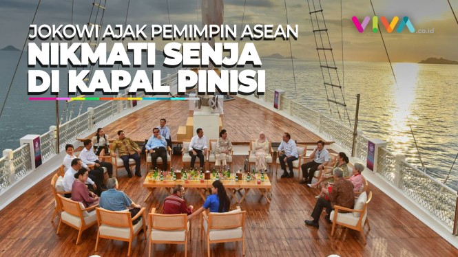 Ekspresi Para Pemimpin ASEAN Liat Senja di Atas Kapal Pinisi