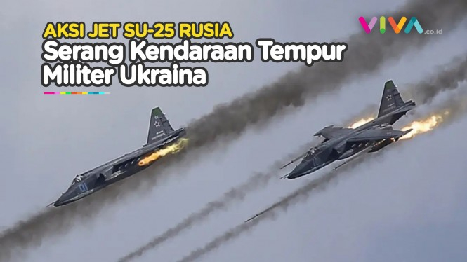 Gesitnya Jet Su-25 Rusia Koyak Kendaraan Lapis Baja Ukraina
