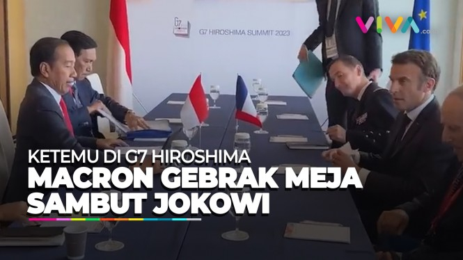 DETIK-DETIK Emmanuel Macron Gebrak Meja di Muka Jokowi