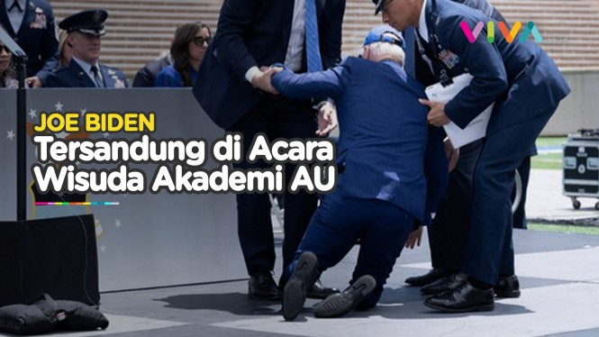 Joe Biden Jatuh Tersandung Karung Pasir di Wisuda Akademi AU