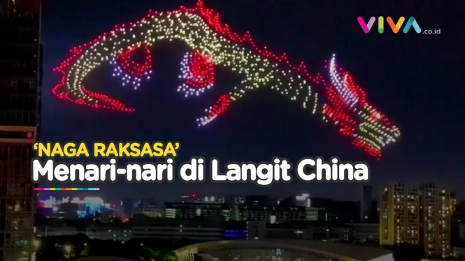 BIKIN NGANGA! Ribuan Drone Membentuk Naga di Langit China