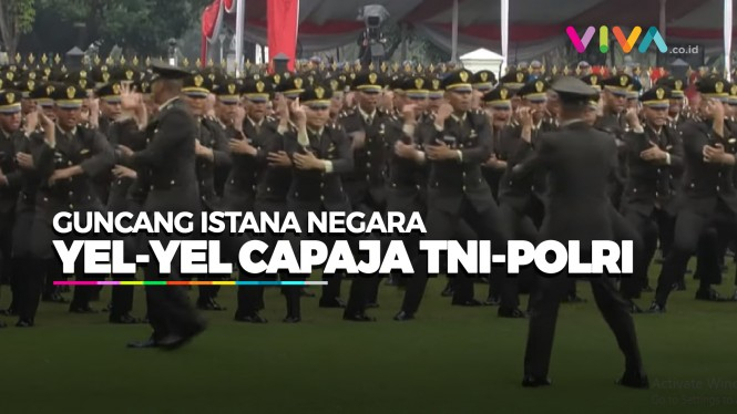 Gemuruh Yel-yel Perwira Remaja TNI Polri di Istana Presiden