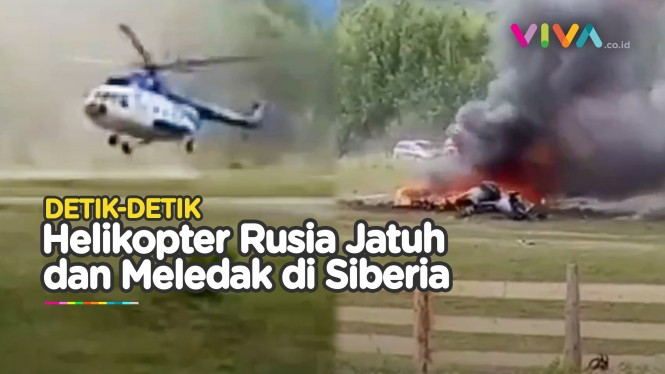 VIDEO Helikopter Rusia Meledak Usai Tabrak Kabel Listrik