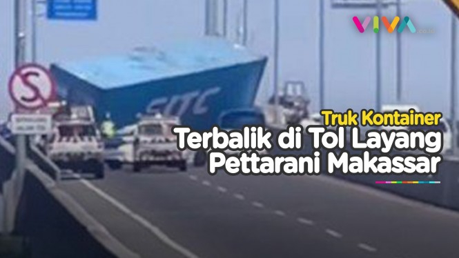 Pemicu 'Mobil Raksasa' Terbalik di Jalan Tol Layang Makassar