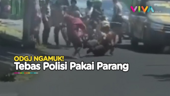 VIDEO Parang ODGJ Tebas Seorang Polisi Bersenjatakan Kayu