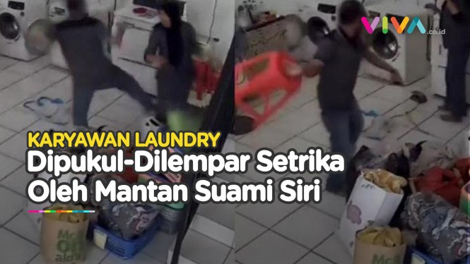 CCTV Karyawan Laundry Dianiaya, Setrika Panas Melayang