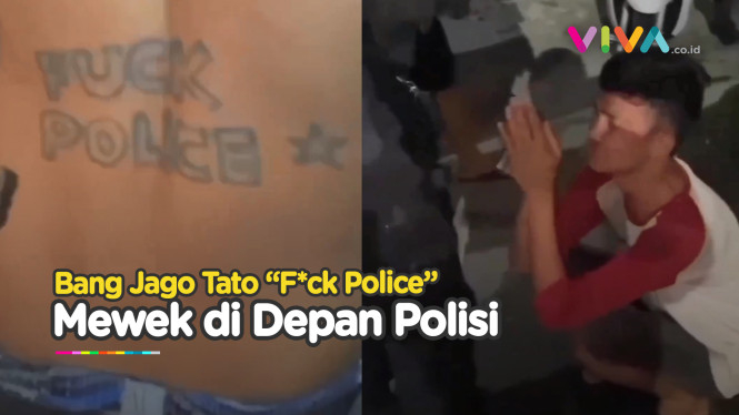 Berlutut di Hadapan Polisi, Pria Tato "Fu*ck Police" Mewek