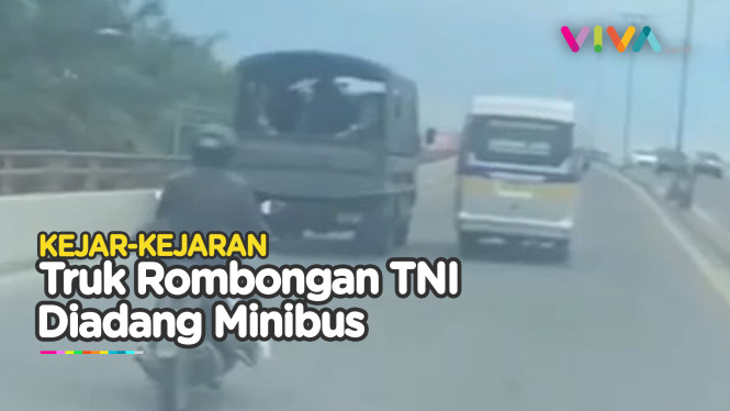 Kejar-kejaran Minibus vs Truk TNI Berisi Puluhan Prajurit