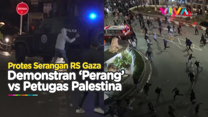 Demo Gulingkan Presiden, Massa vs Polisi Palestina Bentrok