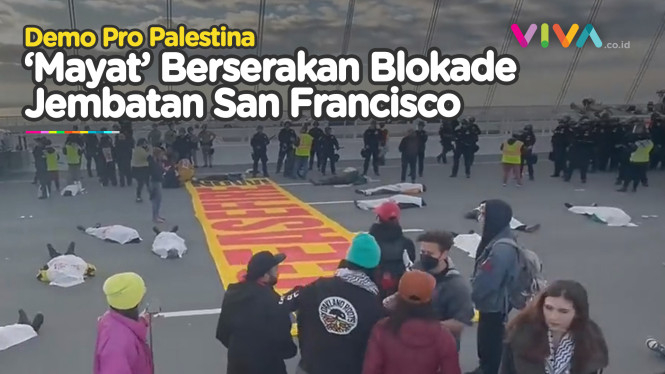 Massa Pro Palestina Blokade Jembatan San Fransisco Bay AS