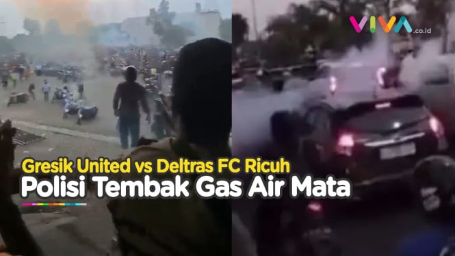 VIDEO Polisi Tembak Gas Air Mata ke Suporter di Gresik