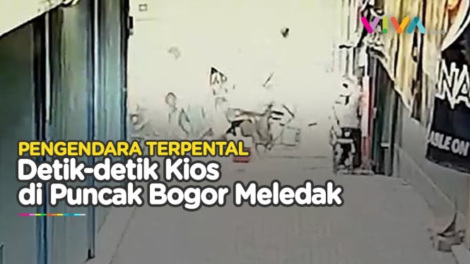 CCTV Sejumlah Pemotor Mental Terkena Ledakan di Puncak Bogor