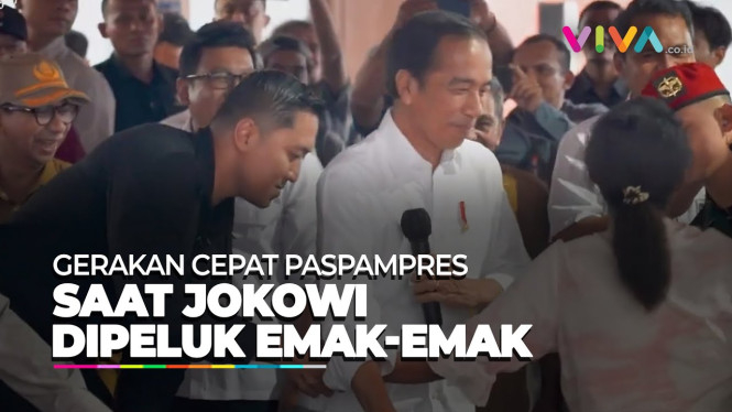 Paspampres Panik, Emak-emak Nyelonong Peluk Jokowi