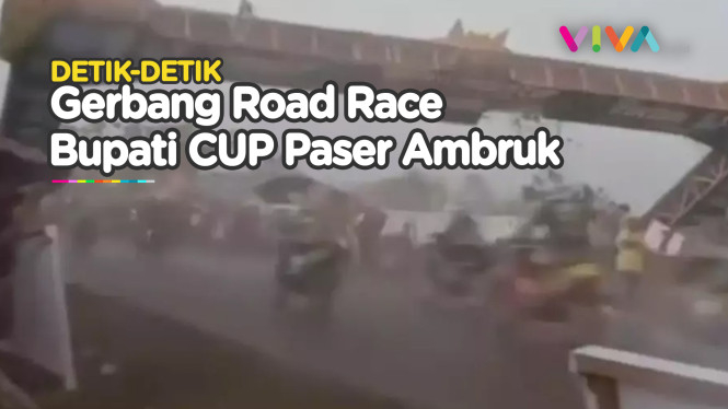 Pembalap Tewas, Video Gerbang Road Race Bupati Paser Ambruk