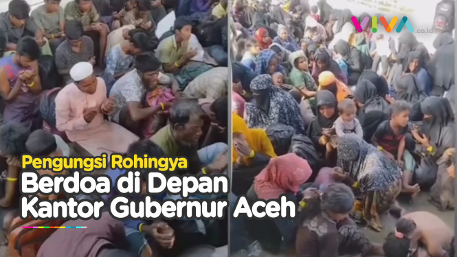Ratusan Etnis Rohingya Berdoa di Depan Kantor Gubernur Aceh