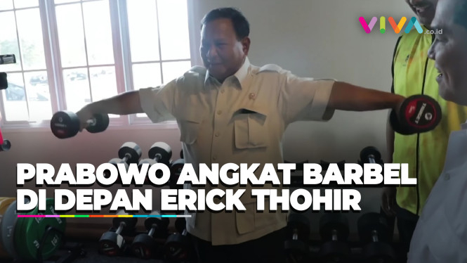 Gaya Prabowo Angkat Barbel Saat Buka Nusantara Open 2023