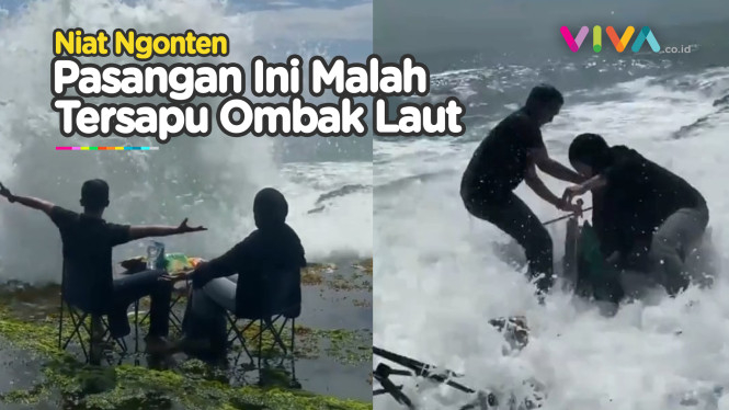 Mau Buat Video Estetik Malah Tersapu Ombak hingga Terjungkal - Vlix.id