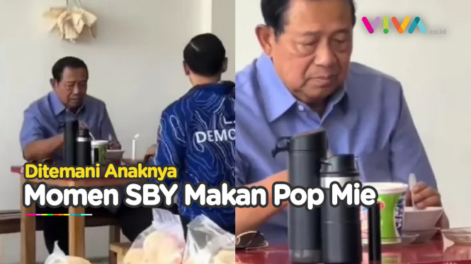 LANGKA! Momen SBY Makan Pop Mie di Warung Sederhana