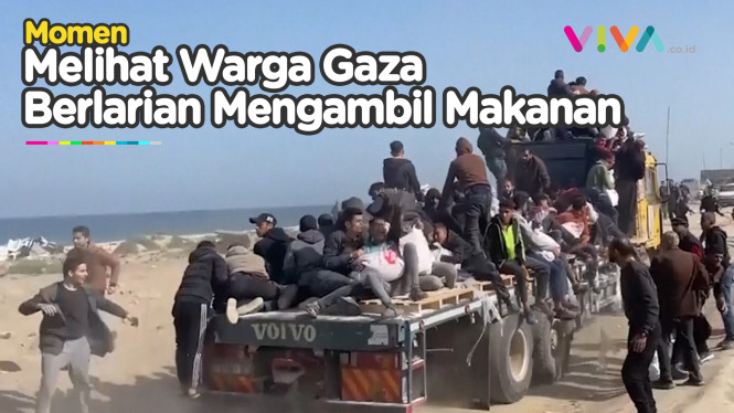 Mengharukan! Momen Warga Palestina Kejar Truk Bantuan Gaza
