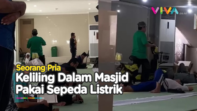 AGAK LAEN! Fakta Pria Naik Sepeda Listrik di Dalam Masjid