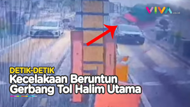 Rekaman CCTV Kecelakaan Beruntun di Gerbang Tol Halim Utama